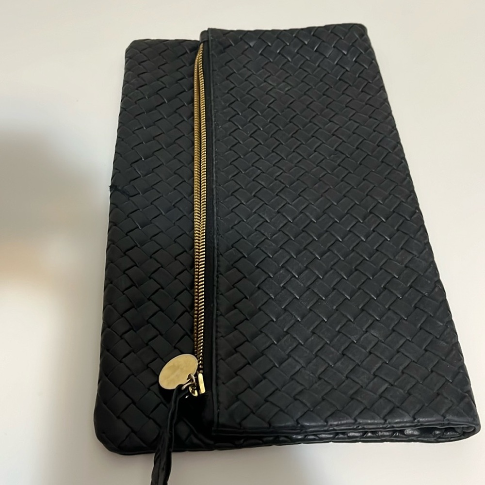 Clare V. Black Woven Clutch